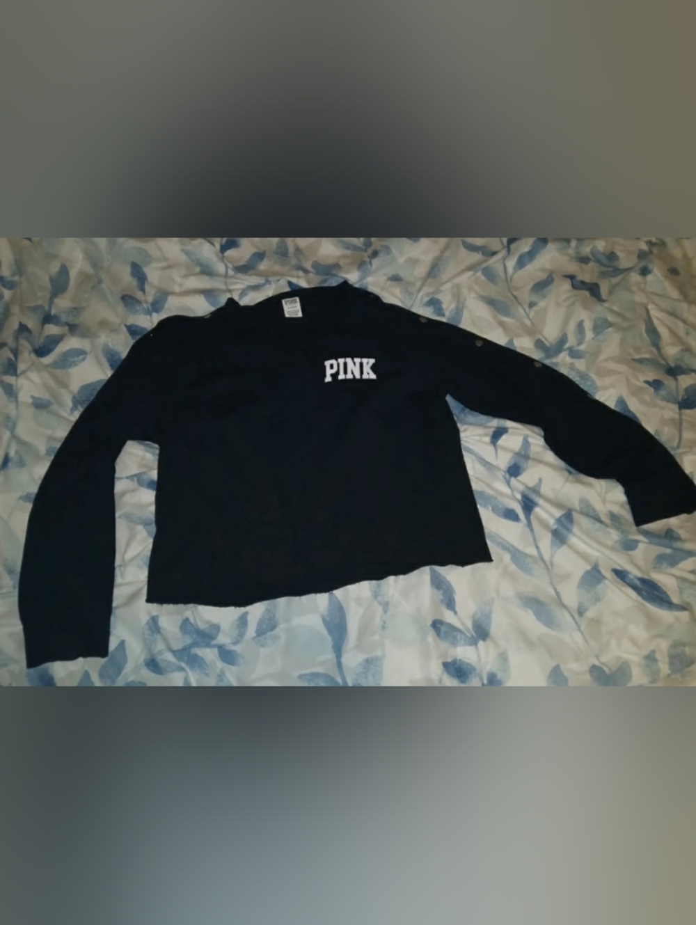 PINK Victoria's Secret Black Cropped Sweatshirt